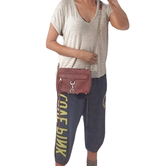 REBECCA MINKOFF Mini Mac suede nubuck leather crossbody bag purse in dark mauve - Picture 10 of 11